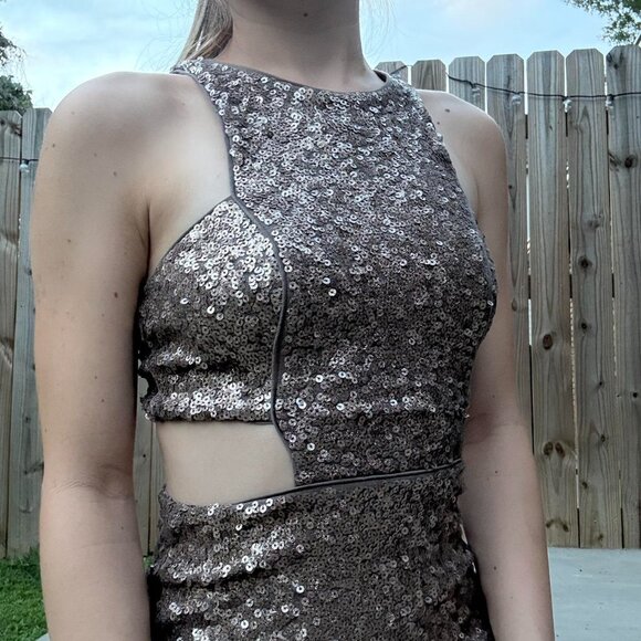 Express Women's Brown and Silver Dress - Picture 2 of 4